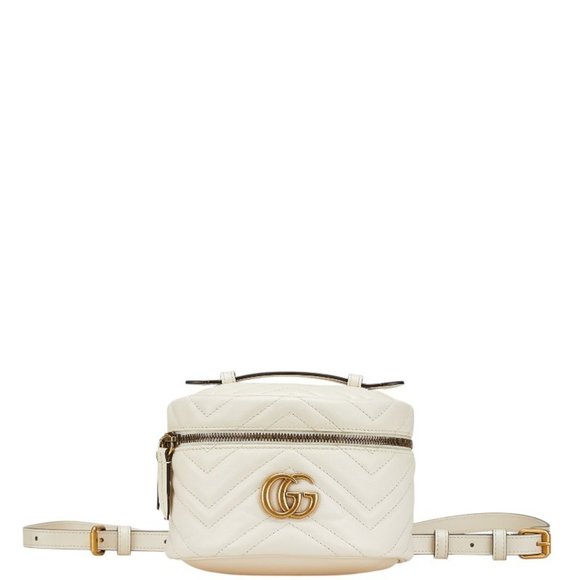 Gucci GG Marmont Chain Mini Backpack 598594 White Leather Women's GUCCI - Picture 1 of 10